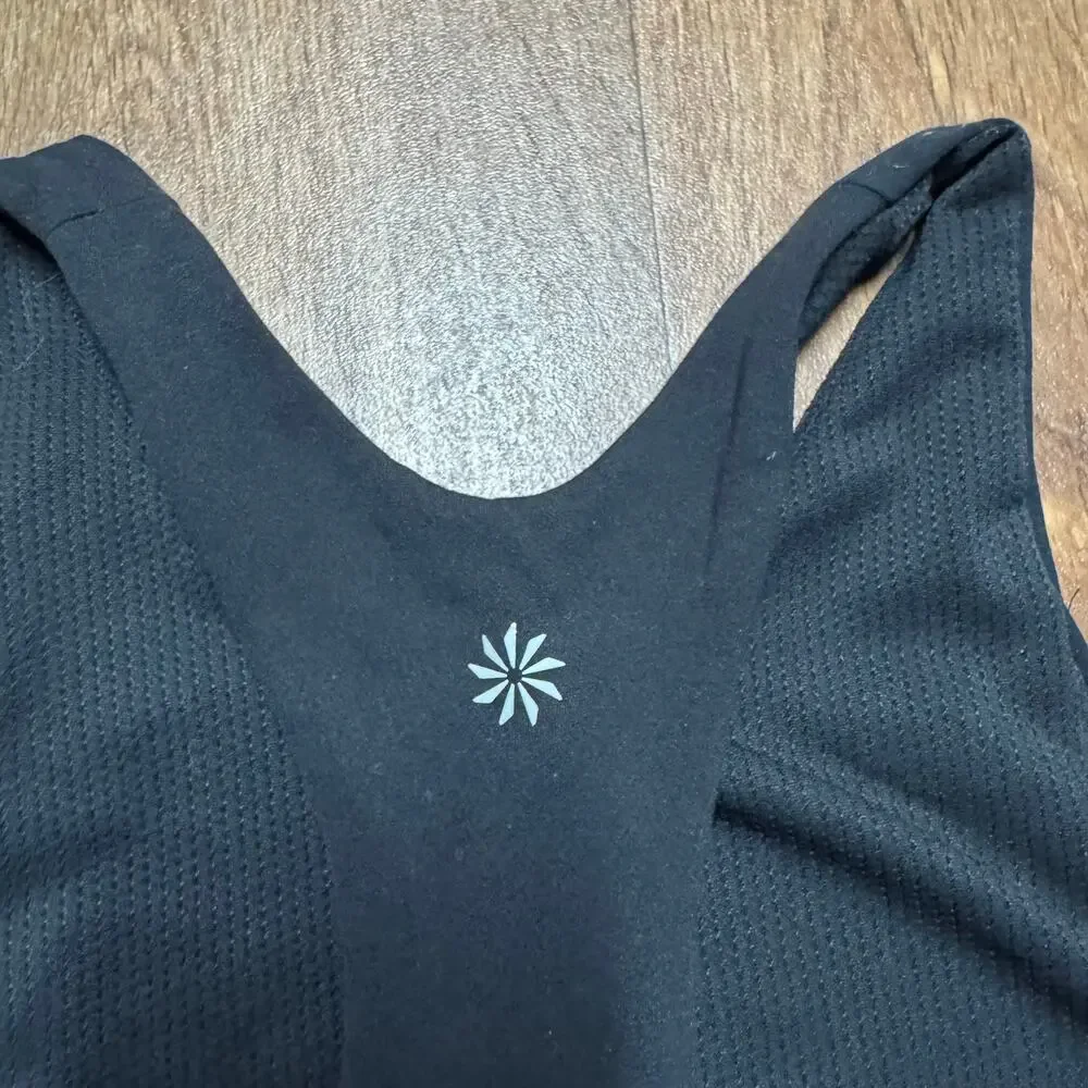 Athleta Girl Long Line Sports Bra Tank Solid Black Yoga Top Size M/8-10 Medium